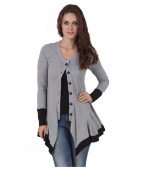 Texco Cotton Blend Grey Buttoned Cardigans