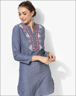 Sangria Grey Solid Kurta