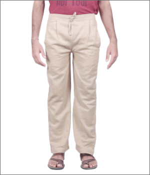 Men Beige Knitted Drawstring Pants - Organic Cotton