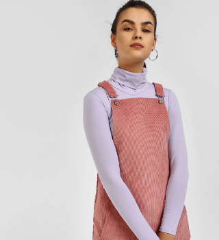 KOOVS Basic Corduroy Pinafore Dress