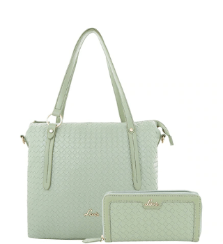 Lavie Nadine Mint Green Interlaced Shoulder Bag with Wallet