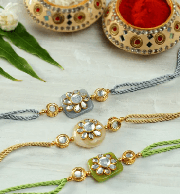 Kundan and Semi Precious Stone Rakhis