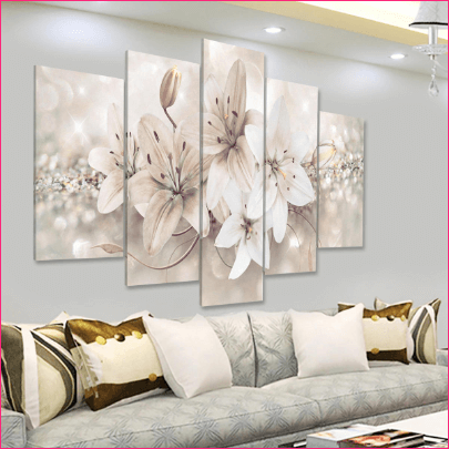 5 Panels Love Flowers Decorations Wall Art Print Pictures