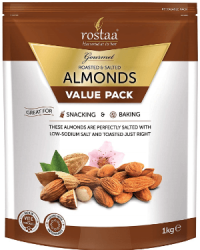 almond-amaozn Rostaa Salted Almonds Value Pack, 1kg